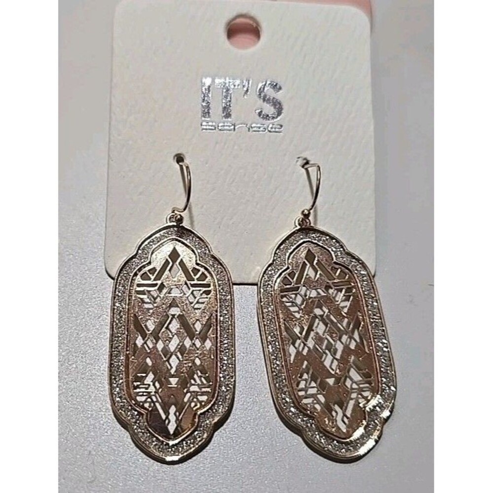 It's Sense Gold Tone And Sparkle Dangle Pierced Earrings